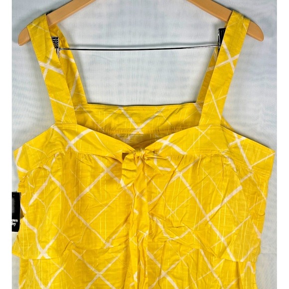 Crown & Ivy Curvy Strappy Top 1X, Lg Bust Ruffle and eyelet detail, NWT, Yellow - Picture 2 of 9
